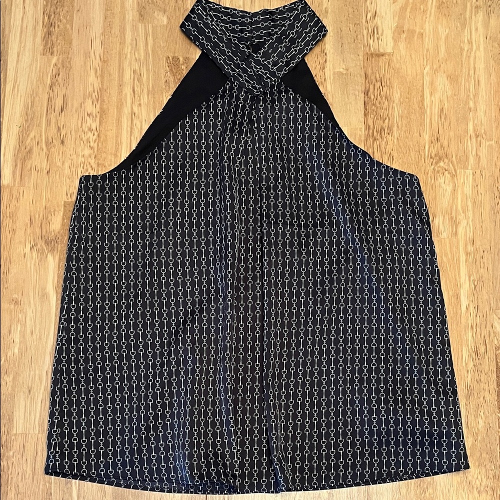 Express Black Patterned Halter Blouse - image 3
